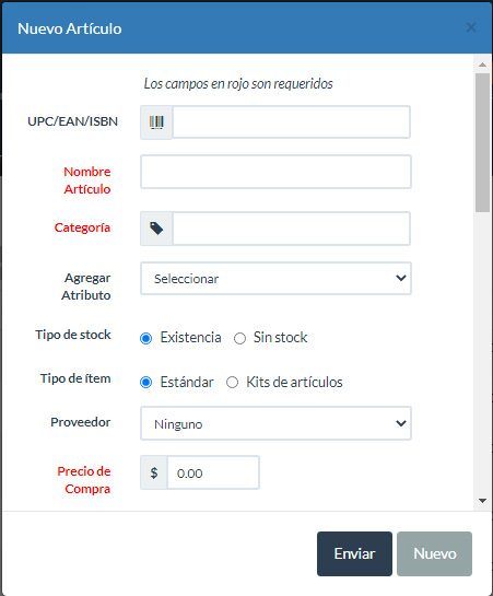 nuevo artículos